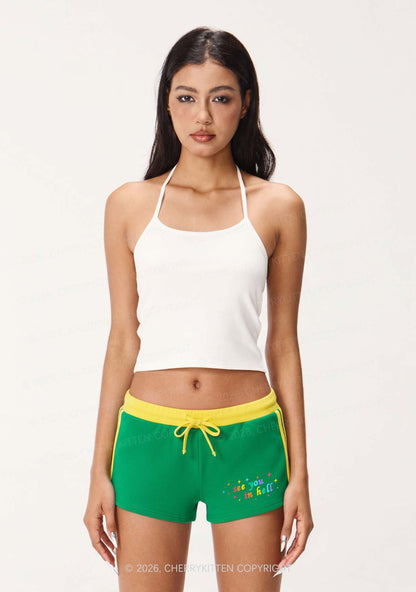 See You In Hell Pride Y2K Drawstring Mini Shorts Cherrykitten