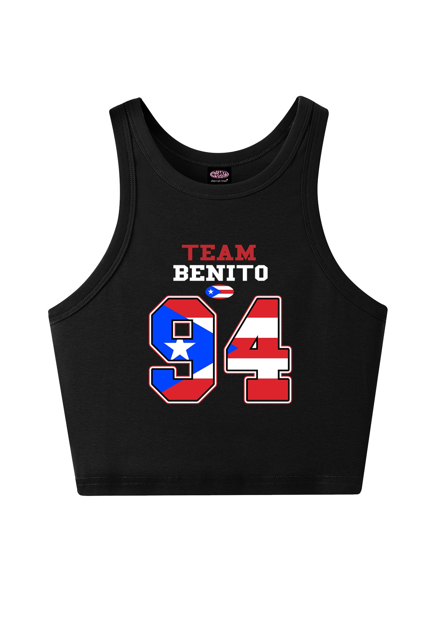 Black Team Bunny Y2K Crop Tank Top Cherrykitten