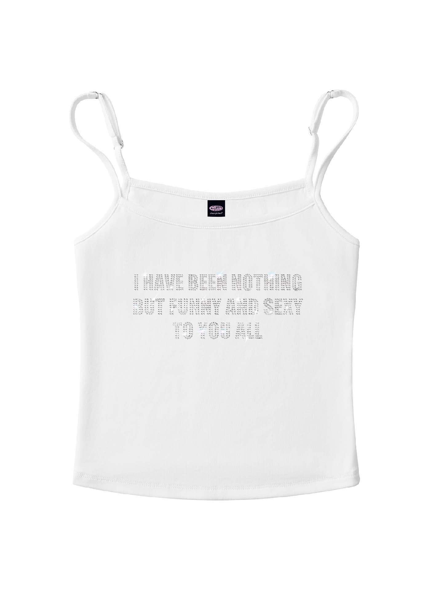 Rhinestone I Have Been Funny Y2K Spaghetti Strap Cami Cherrykitten