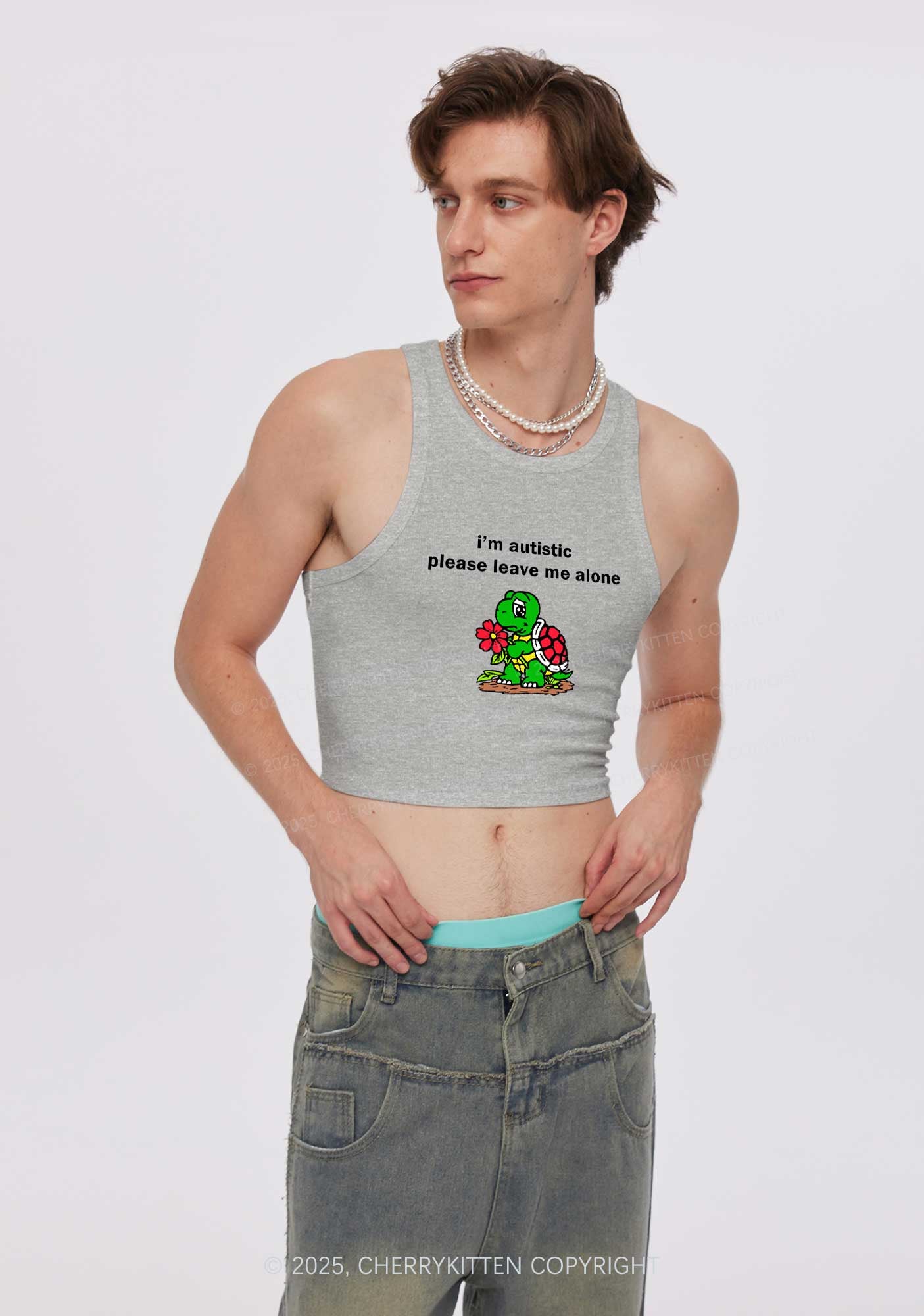 Im Autistic Leave Me Alone Y2K Crop Tank Top Cherrykitten