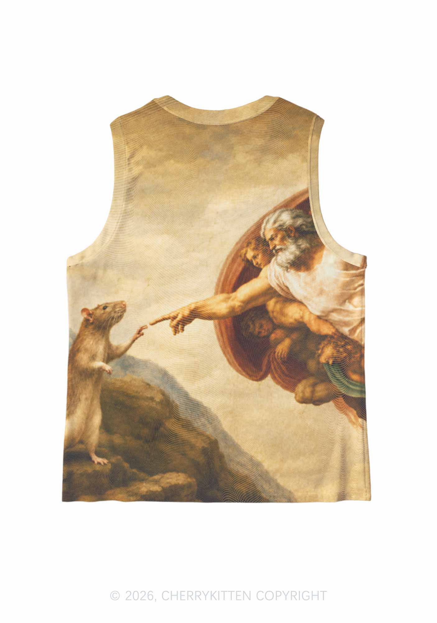 God Hand Touching Rat Y2K Mesh Muscle Tank Cherrykitten