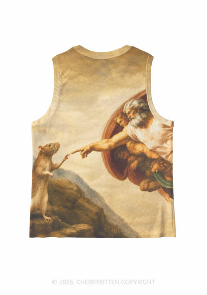 God Hand Touching Rat Y2K Mesh Muscle Tank Cherrykitten
