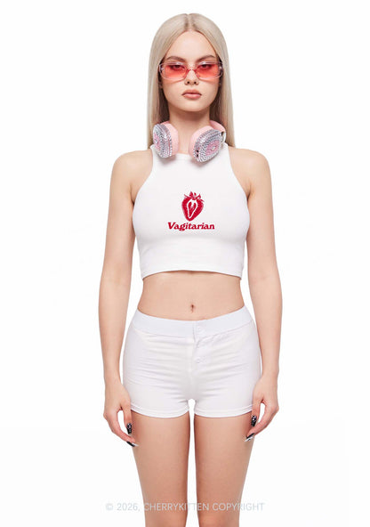 Vagitarian Strawberry Pride Y2K Crop Tank Top Cherrykitten