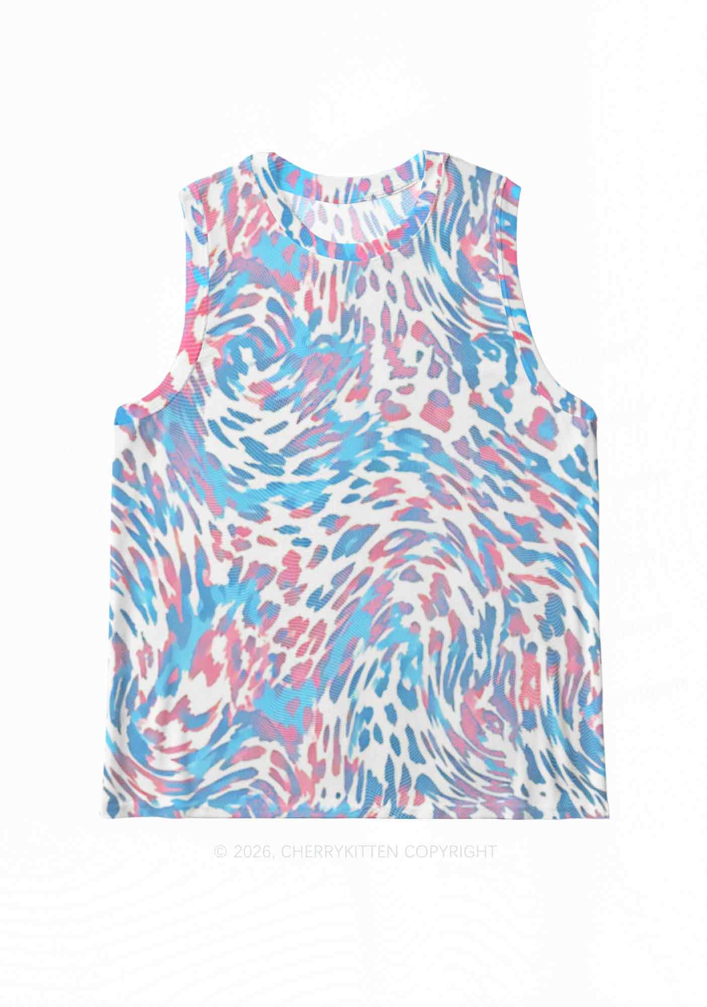 Trans Leopard Pride Y2K Mesh Muscle Tank Cherrykitten