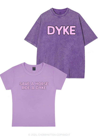 Save Horse Ride Dyke Y2K Valentine's Day Couple Shirt Cherrykitten