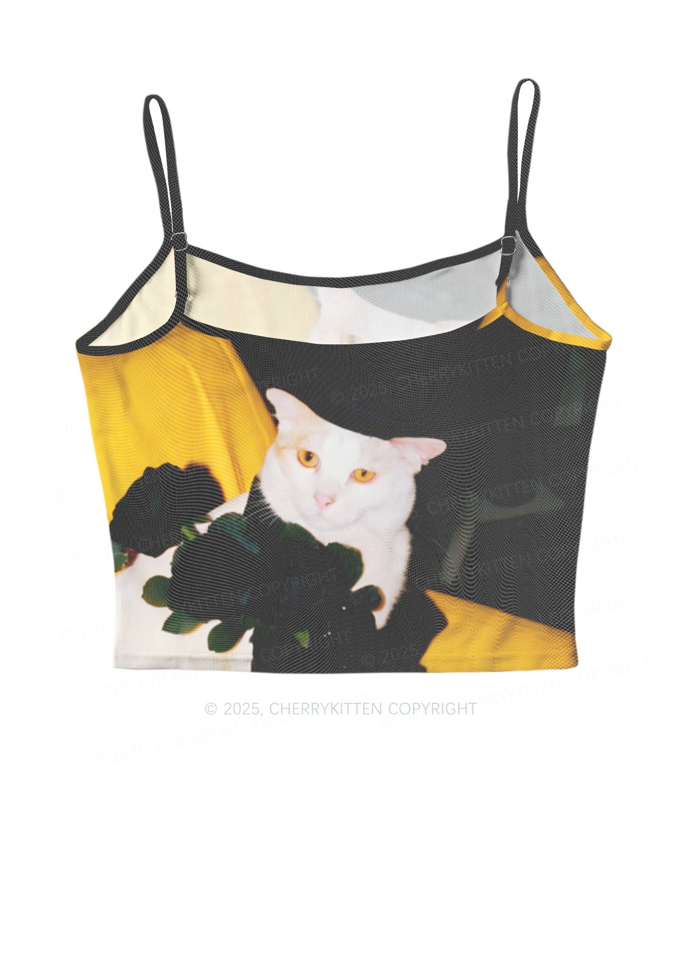 Cat With Black Roses Y2K Mesh Cami Tank Cherrykitten