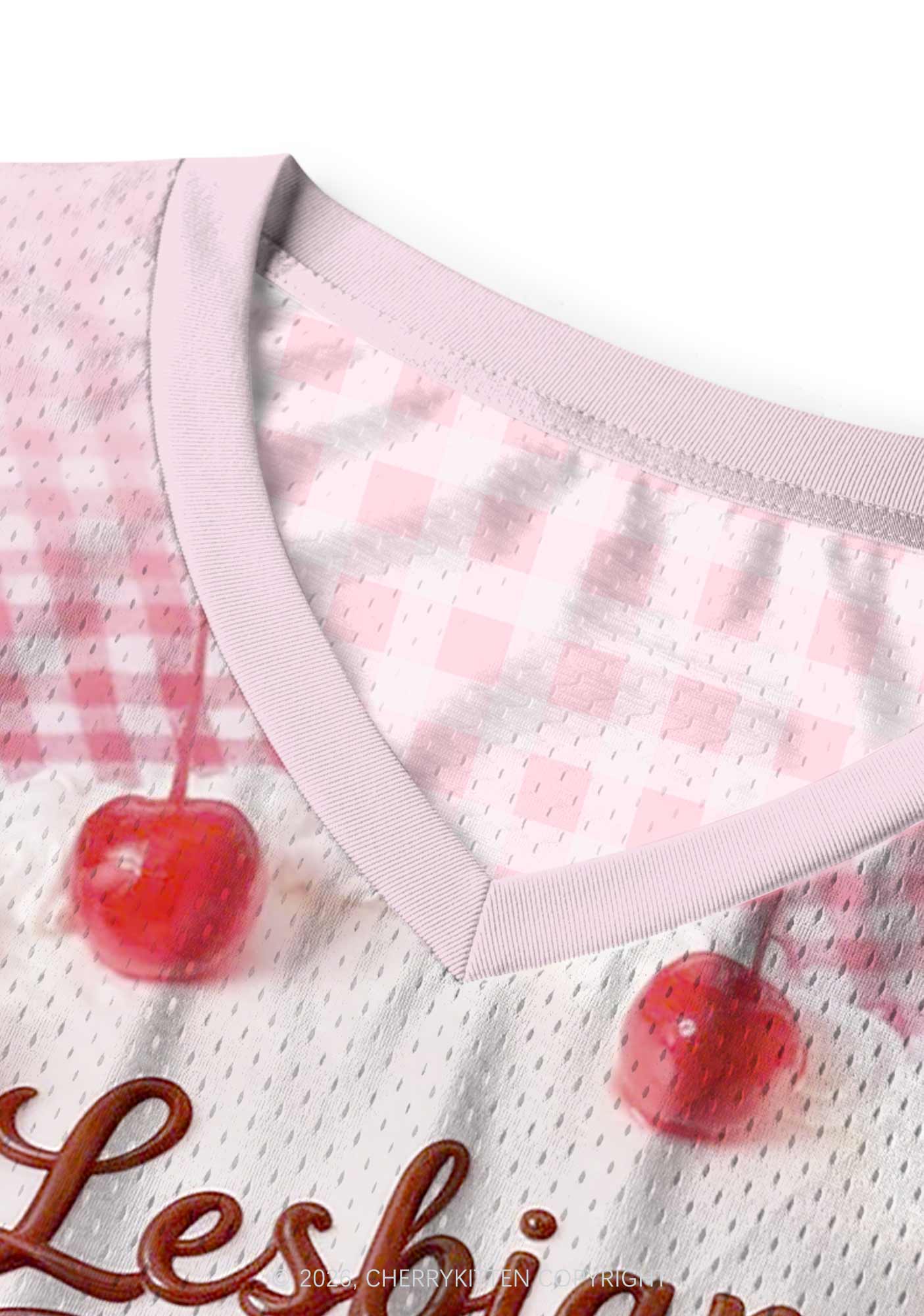 Lesbian Princess Cake Pink Plaid Pride Y2K Sport Jersey Tank Cherrykitten