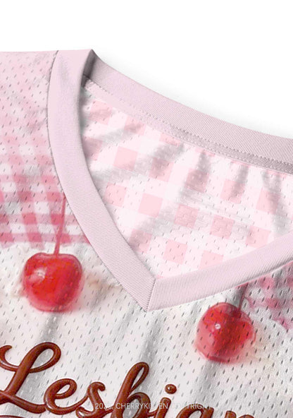 Lesbian Princess Cake Pink Plaid Pride Y2K Sport Jersey Tank Cherrykitten