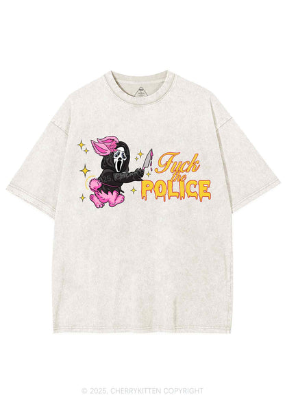 Halloween Fxxk The Police Y2K Shirts Washed Tee Cherrykitten