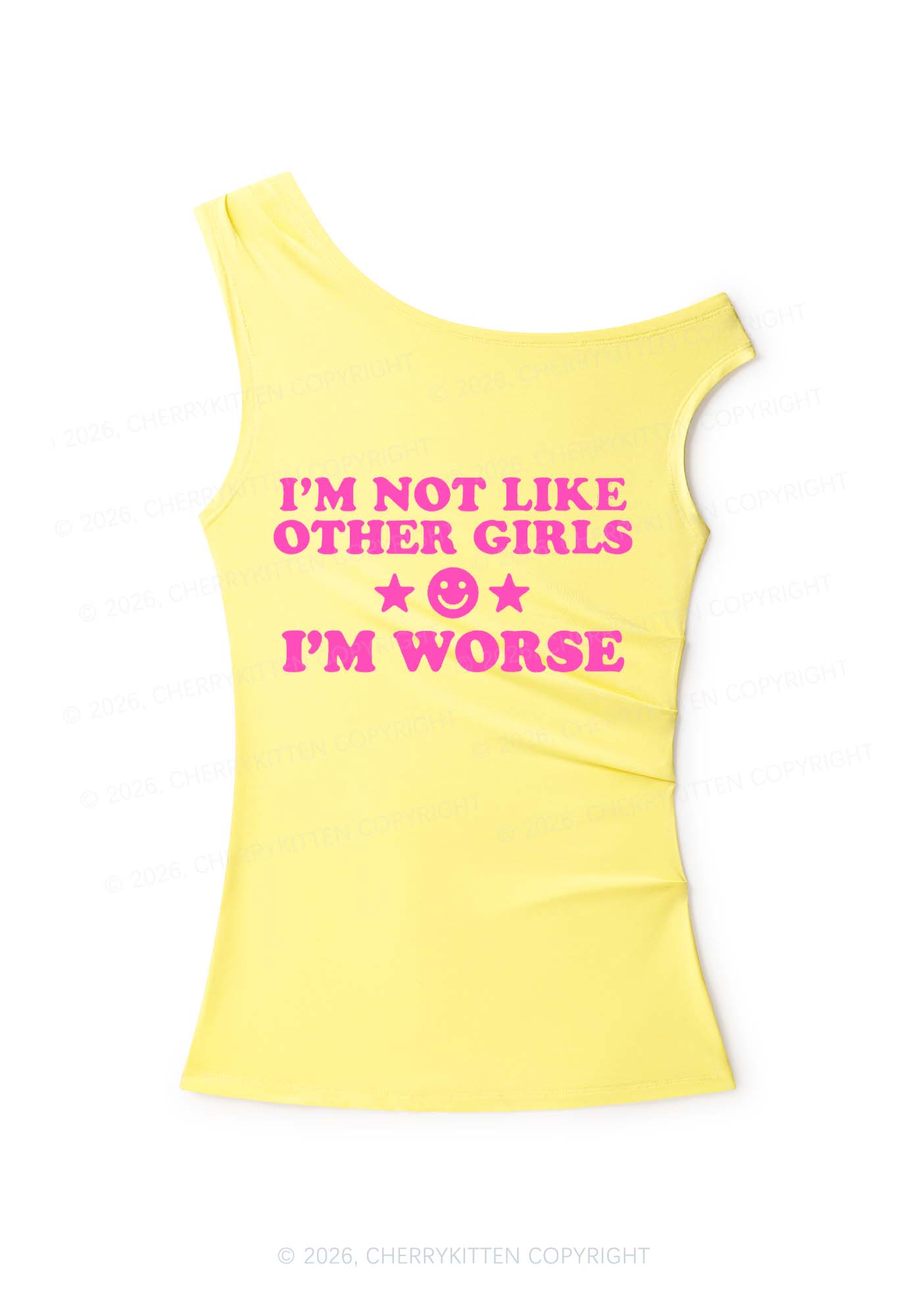 Im Worse Y2K Off Shoulder Tank Top Cherrykitten