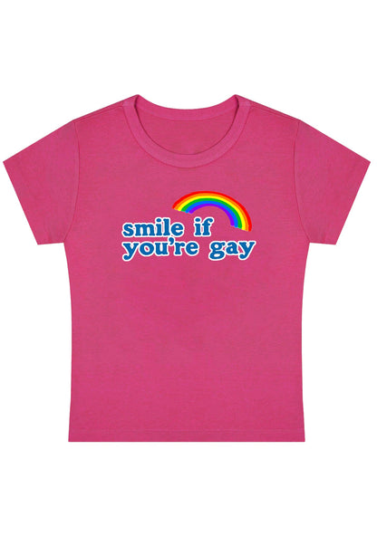 Rainbow Smile If You're Gay Y2K Baby Tee