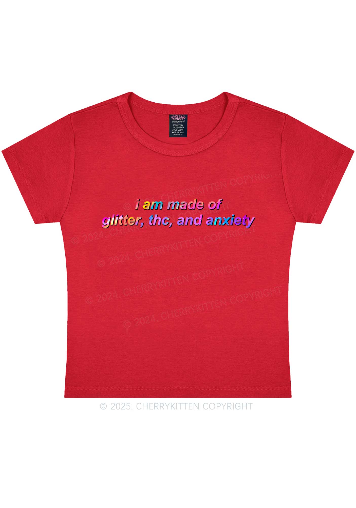 Made Of Glitter And Anxiety Y2K Baby Tee Cherrykitten