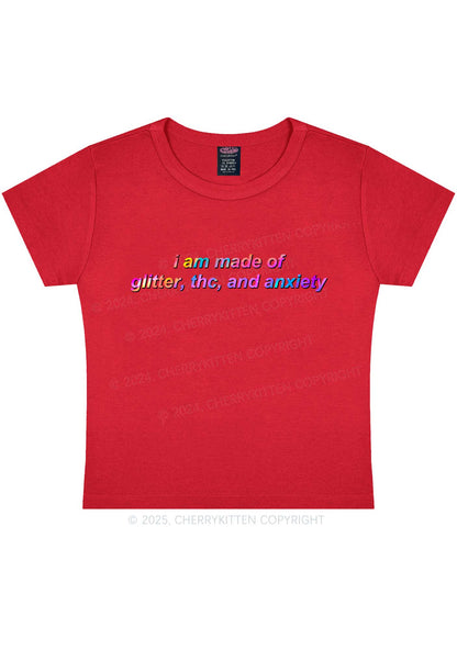 Made Of Glitter And Anxiety Y2K Baby Tee Cherrykitten
