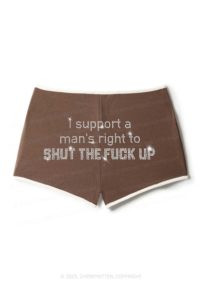 Rhinestone I Support A Mans Right Y2K Booty Shorts Cherrykitten