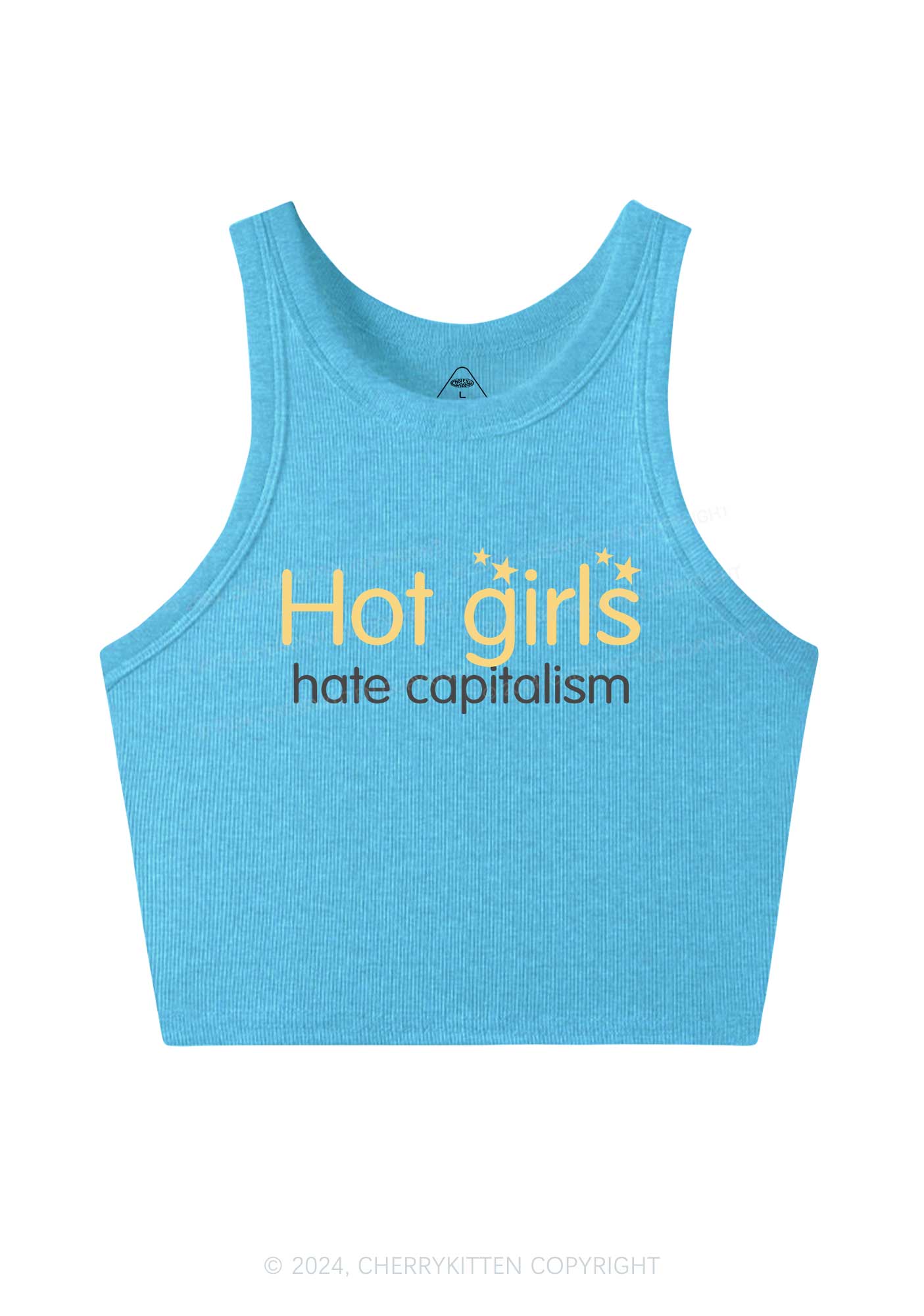 Hot Girls Hate Capitalism Y2K Crop Tank Top Cherrykitten