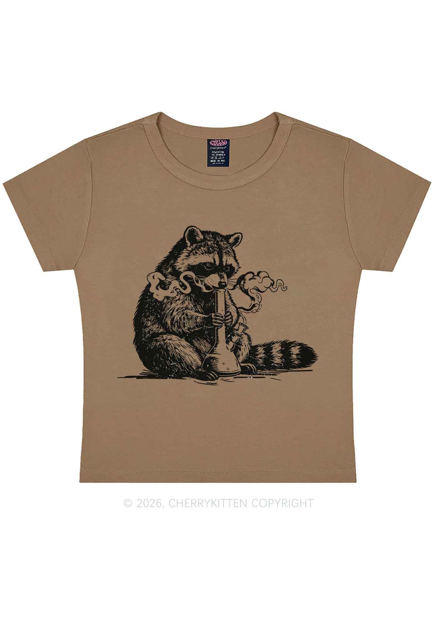 Stoned Raccoon Y2K Baby Tee Cherrykitten