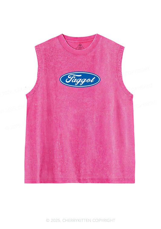 Faggot Pride Y2K Washed Muscle Tank Cherrykitten
