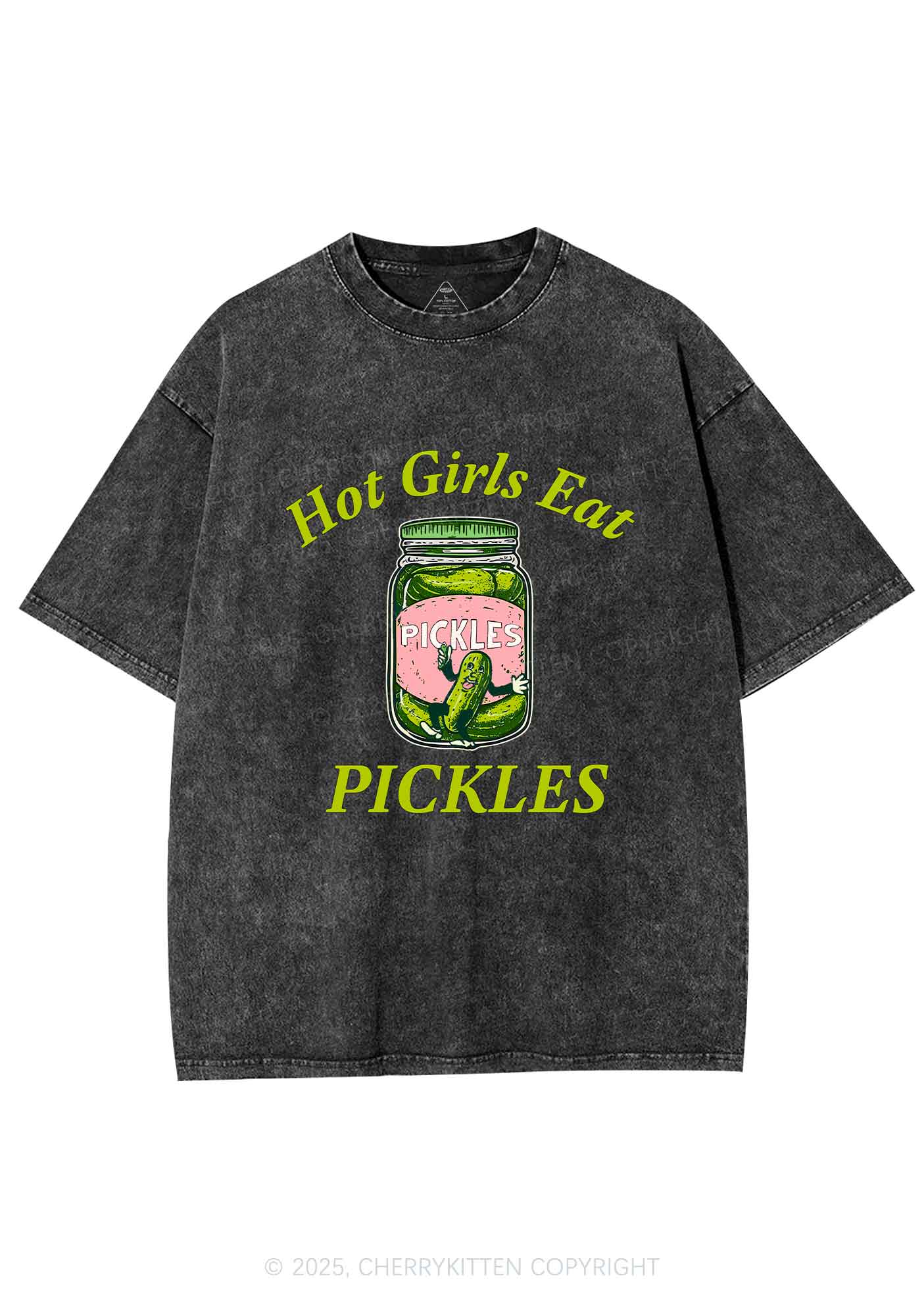 Hot Girls Eat Pickles Y2K Shirts Washed Tee Cherrykitten