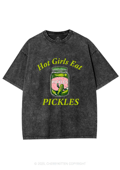 Hot Girls Eat Pickles Y2K Shirts Washed Tee Cherrykitten