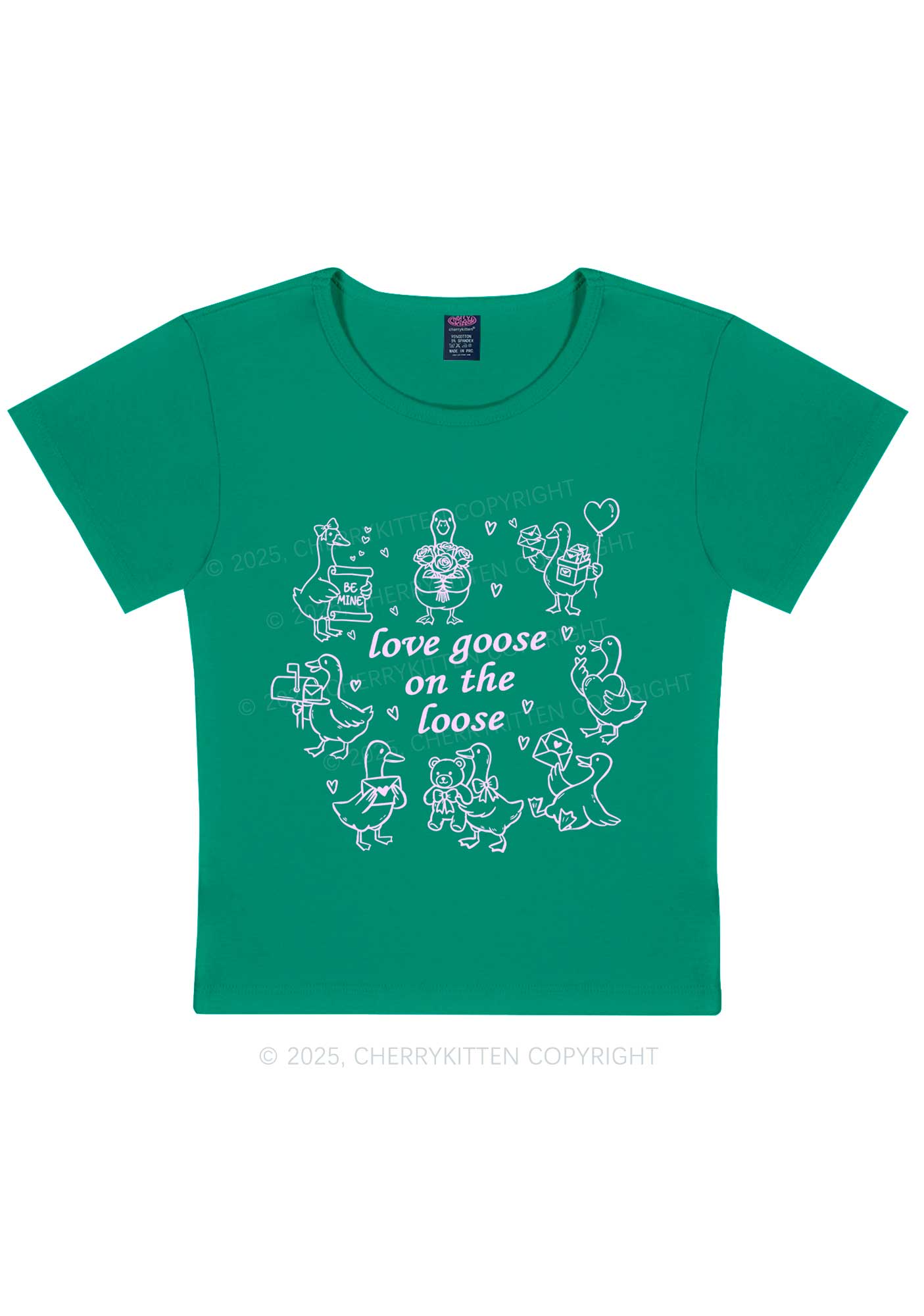 Love Goose On The Loose Valentine's Day Y2K Baby Tee Cherrykitten