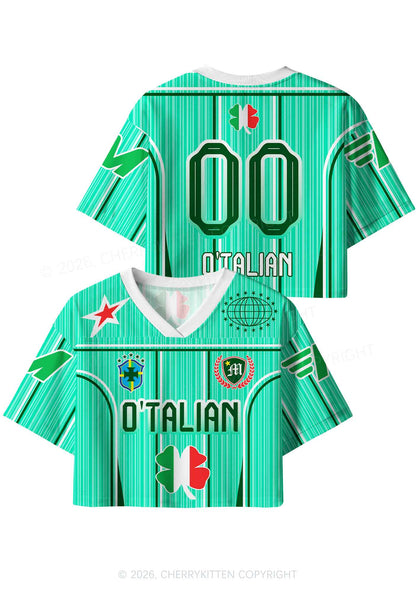 Custom OTalian Shamrock St Patricks Y2K Crop Sport Jersey Shirts Cherrykitten
