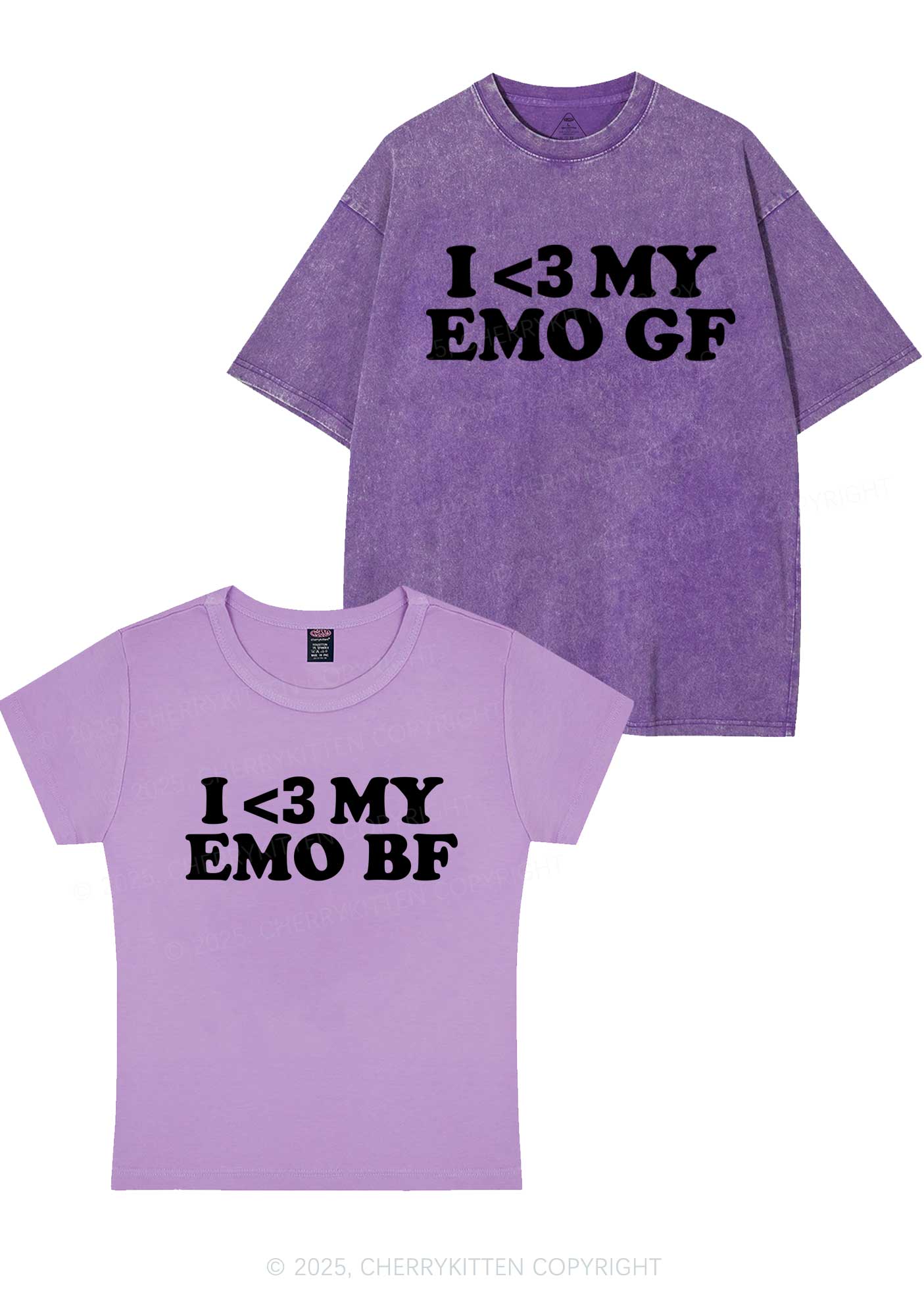 I Love My Emo BF GF Y2K Valentine's Day Couple Shirt Cherrykitten