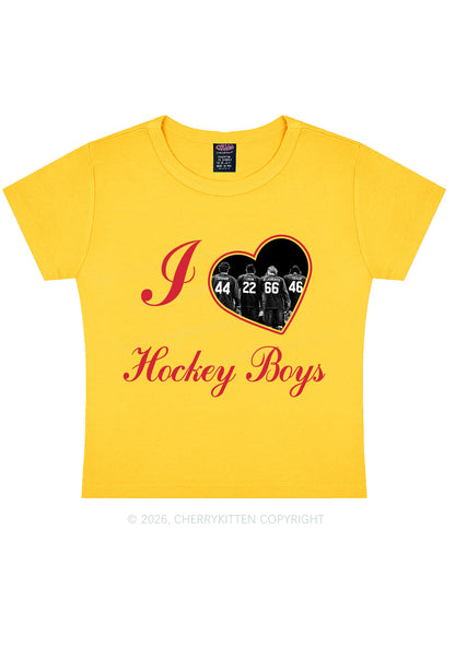 I Love Four Hockey Boys Y2K Baby Tee Cherrykitten
