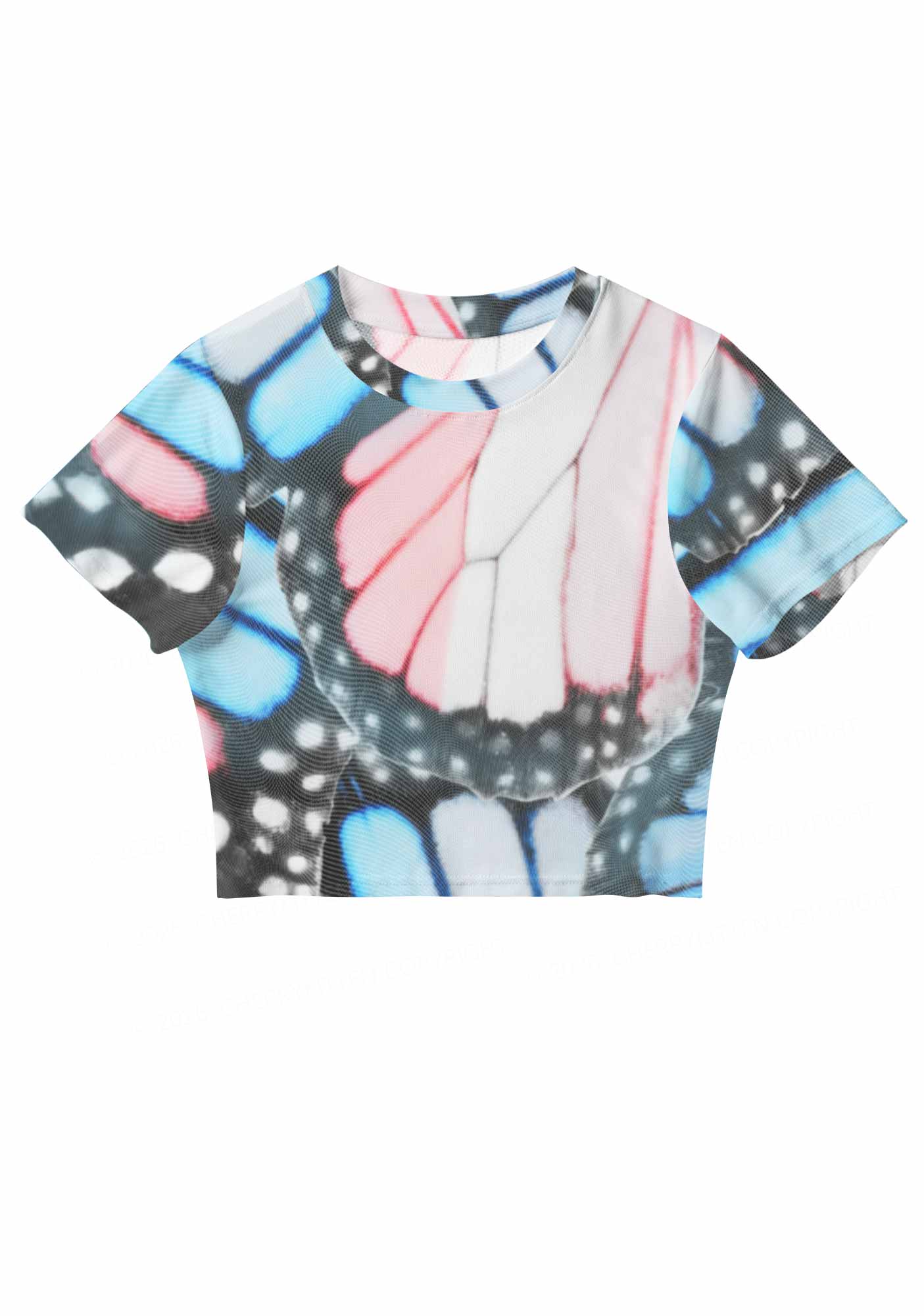Trans Butterfly Wing Pride Y2K Mesh Crop Top Cherrykitten