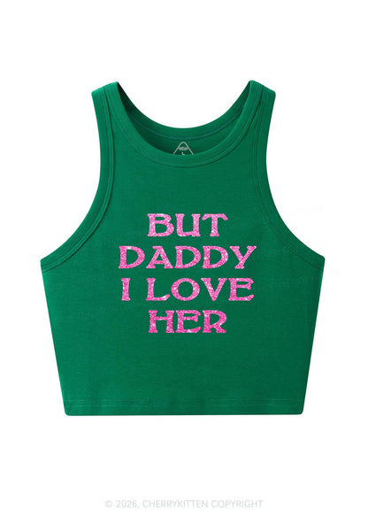 Glitter But Daddy I Love Her Pride Y2K Crop Tank Top Cherrykitten