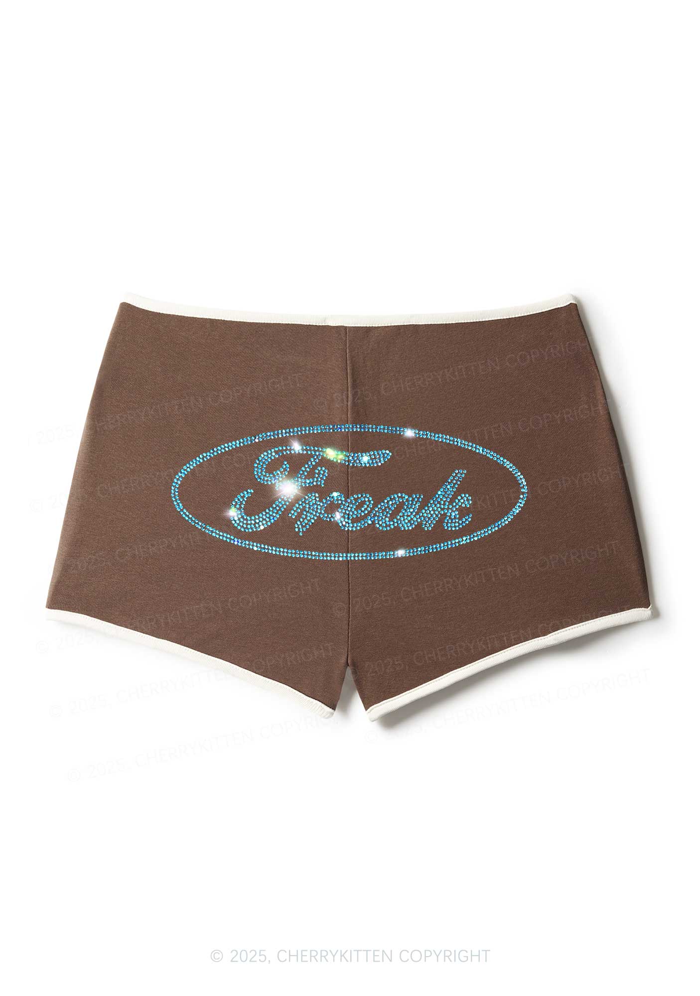 Rhinestone Oval Freak Y2K Booty Shorts Cherrykitten