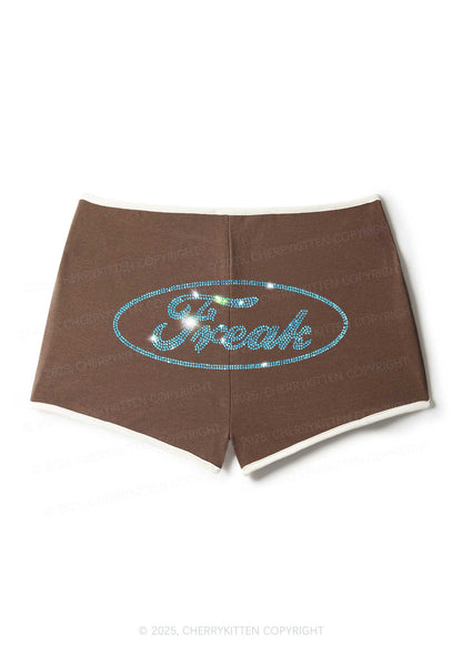 Rhinestone Oval Freak Y2K Booty Shorts Cherrykitten