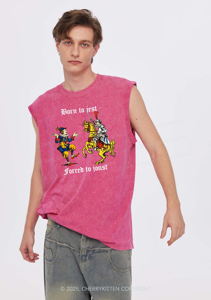 Born to Jest Forced to Joust Y2K Washed Muscle Tank Cherrykitten