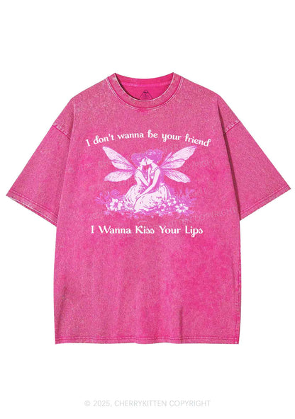 I Wanna Kiss Your Lips Pride Y2K Shirts Washed Tee Cherrykitten