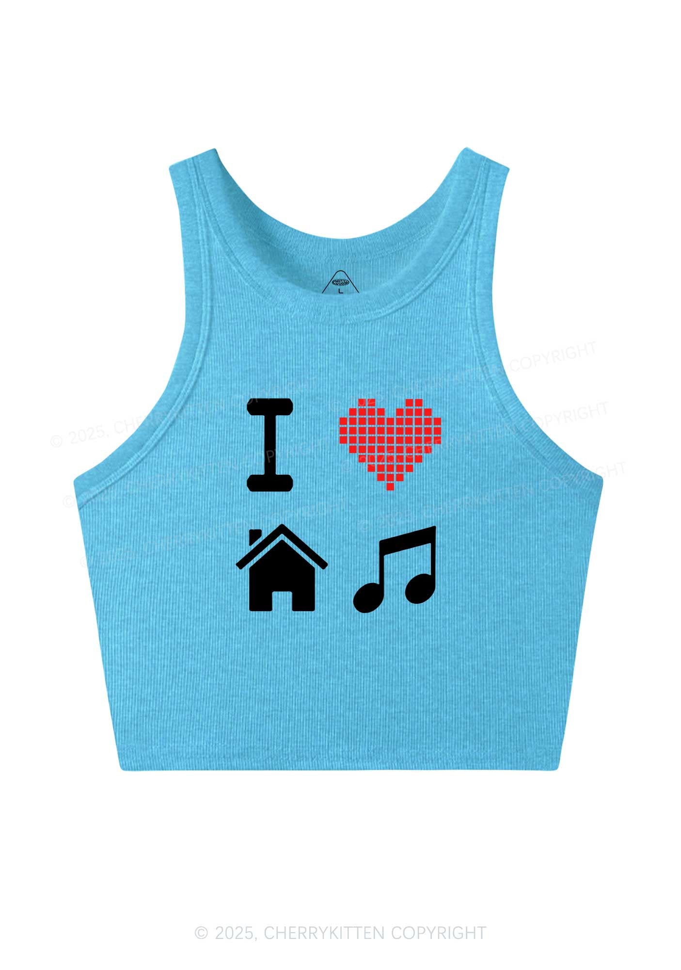 I Love House Music Y2K Crop Tank Top Cherrykitten