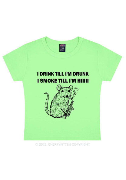 Drunk And Smoke Ratz Y2K Baby Tee Cherrykitten