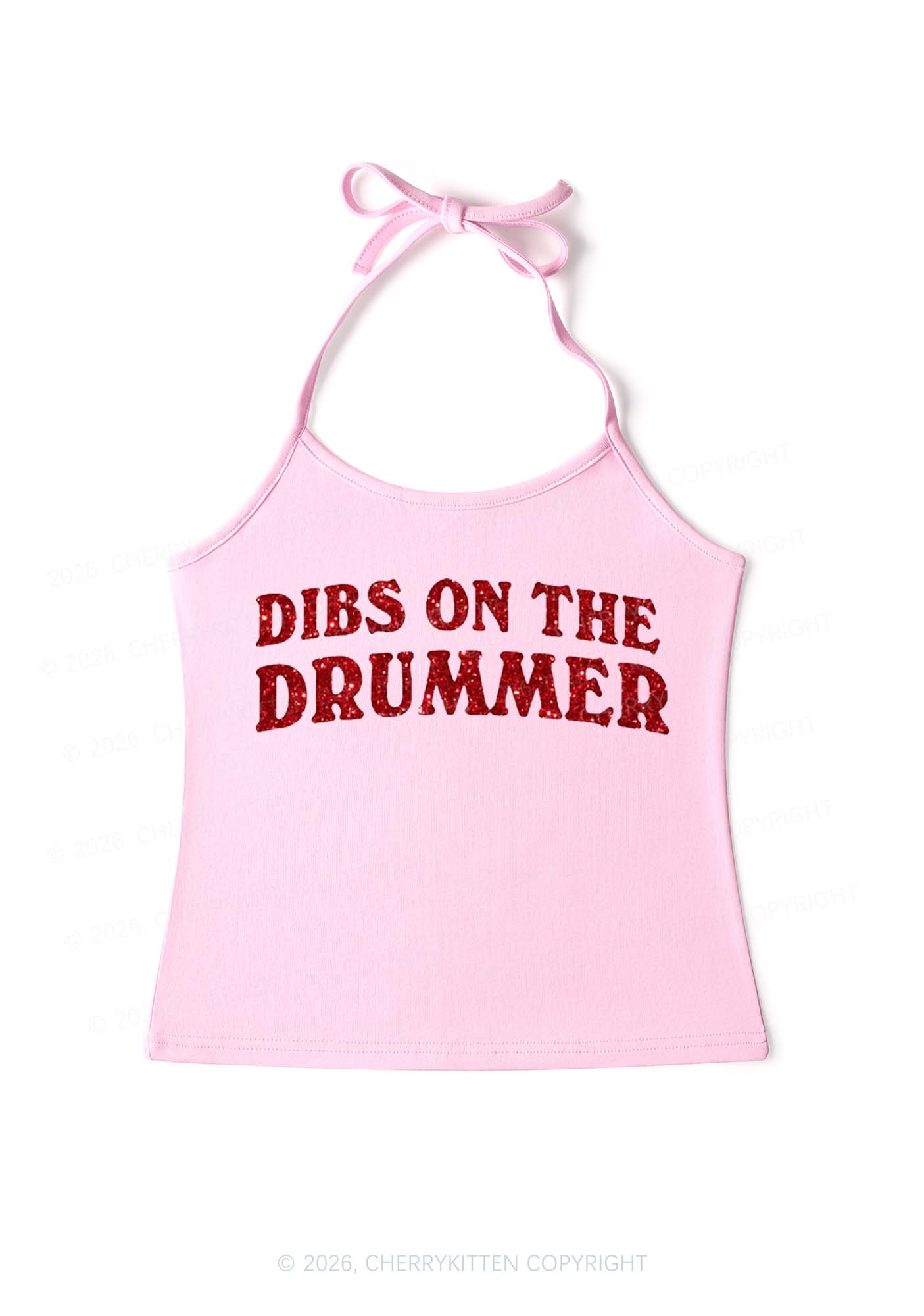 Glitter Dibs On The Drummer Y2K Halter Neck Cami Cherrykitten