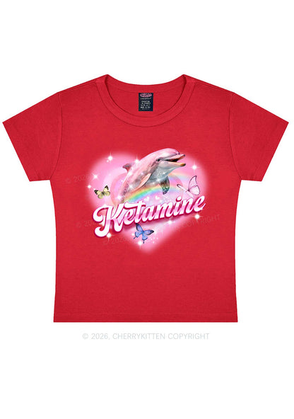 Pink K Dolphin Y2K Baby Tee Cherrykitten