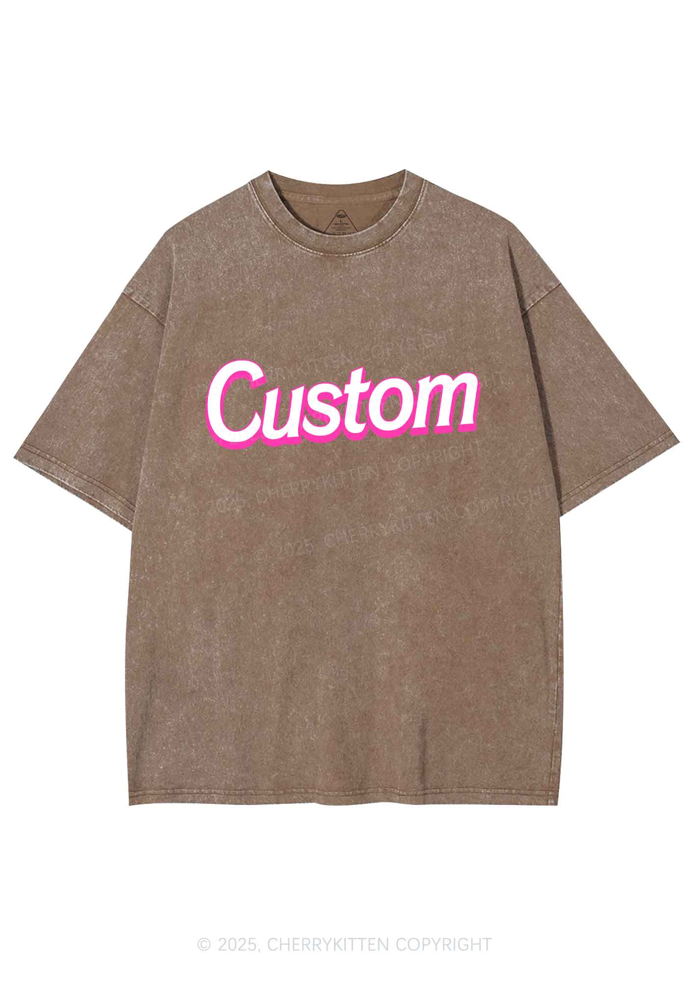 Custom Font Y2K Shirts Washed Tee Cherrykitten