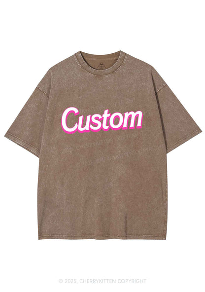 Custom Font Y2K Shirts Washed Tee Cherrykitten