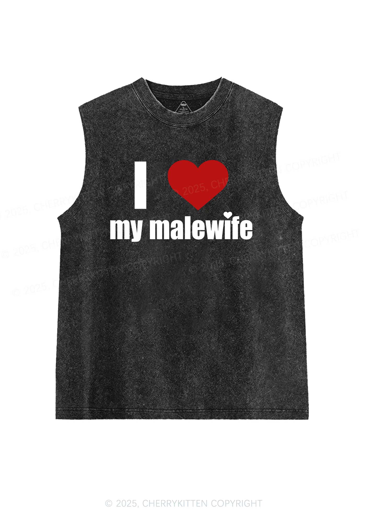 I Love My Malewife Pride Y2K Washed Muscle Tank Cherrykitten
