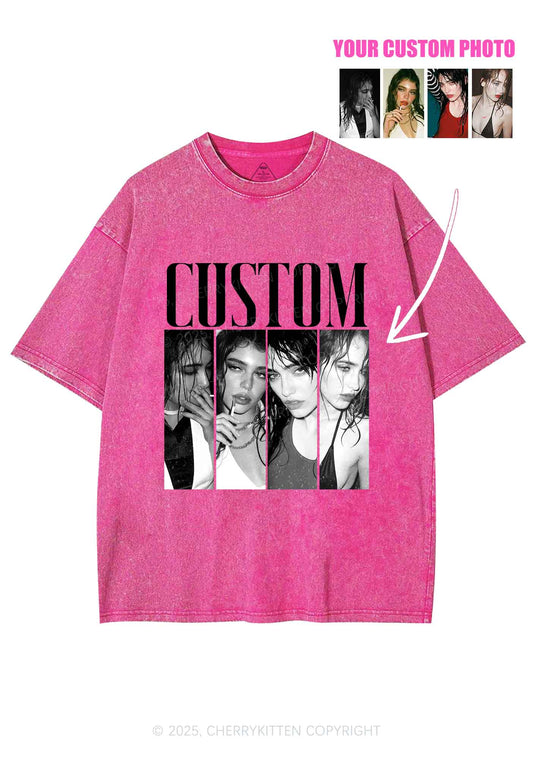 Custom Baddie Girls Photo Y2K Shirts Washed Tee Cherrykitten