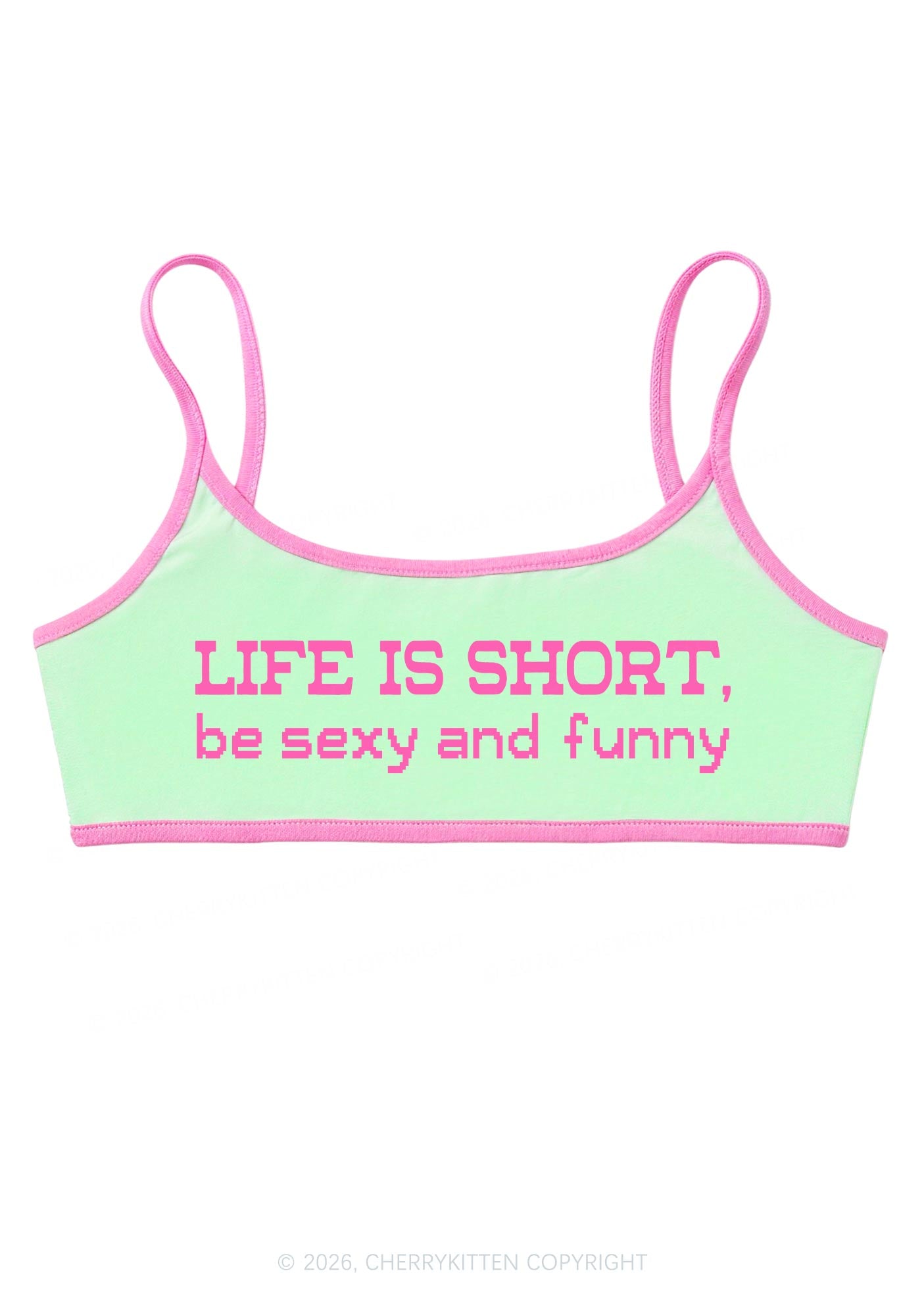 Life Is Short Y2K Super Crop Cami Cherrykitten