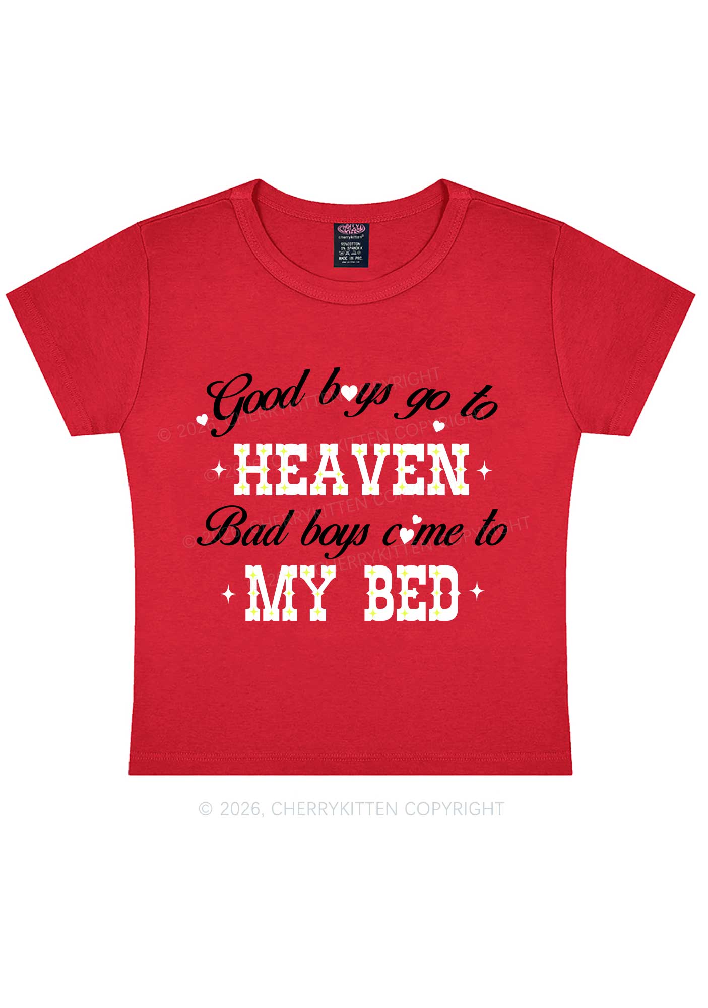 Bad Boys Come To My Bed Y2K Baby Tee Cherrykitten