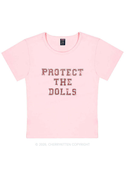 Rhinestone Protect The Dolls Pride Y2K Baby Tee Cherrykitten