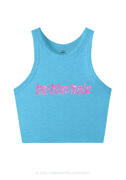 Glitter He Him Hole Pride Y2K Crop Tank Top Cherrykitten
