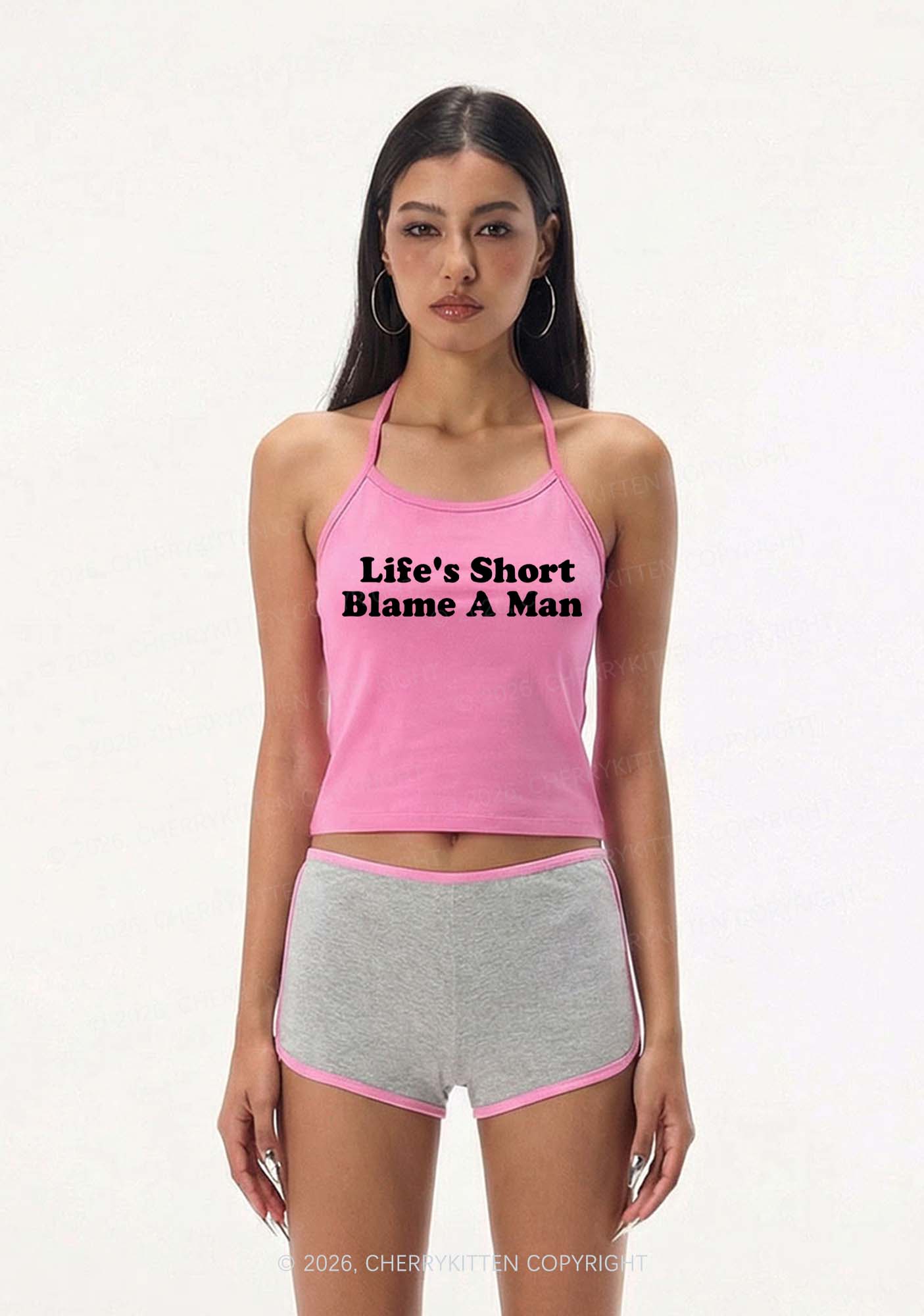 Blame A Man Y2K Halter Neck Cami Cherrykitten