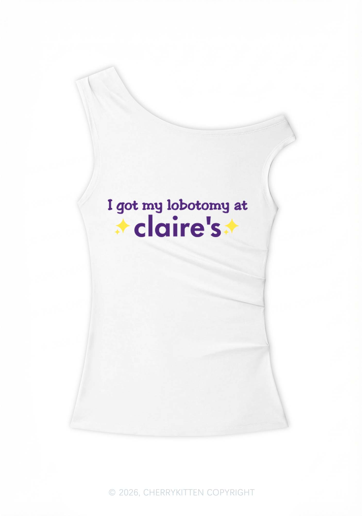 I Got My Lobotomy At Claires Y2K Off Shoulder Tank Top Cherrykitten