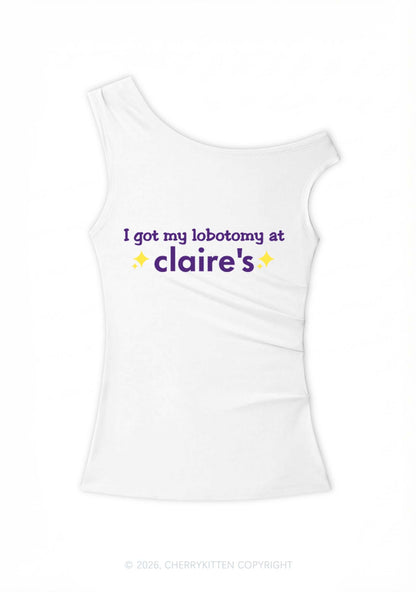 I Got My Lobotomy At Claires Y2K Off Shoulder Tank Top Cherrykitten