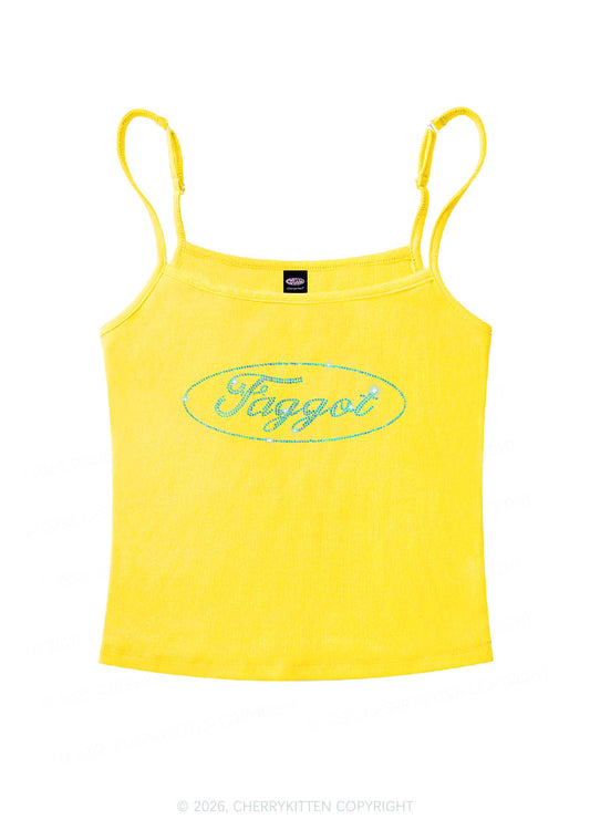Rhinestone Oval Faggot Pride Y2K Spaghetti Strap Cami Cherrykitten