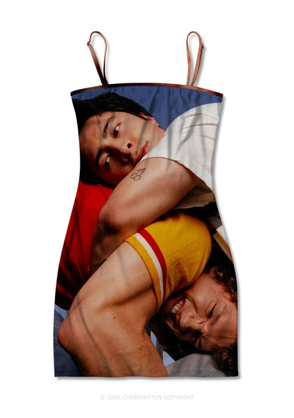 Back Hug HR Y2K Print Slip Dress Cherrykitten